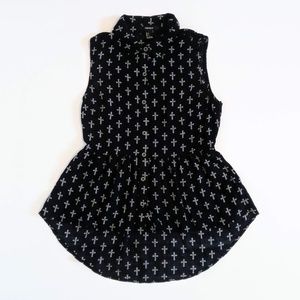 Forever 21 Black Sleeveless Top w/ Crosses